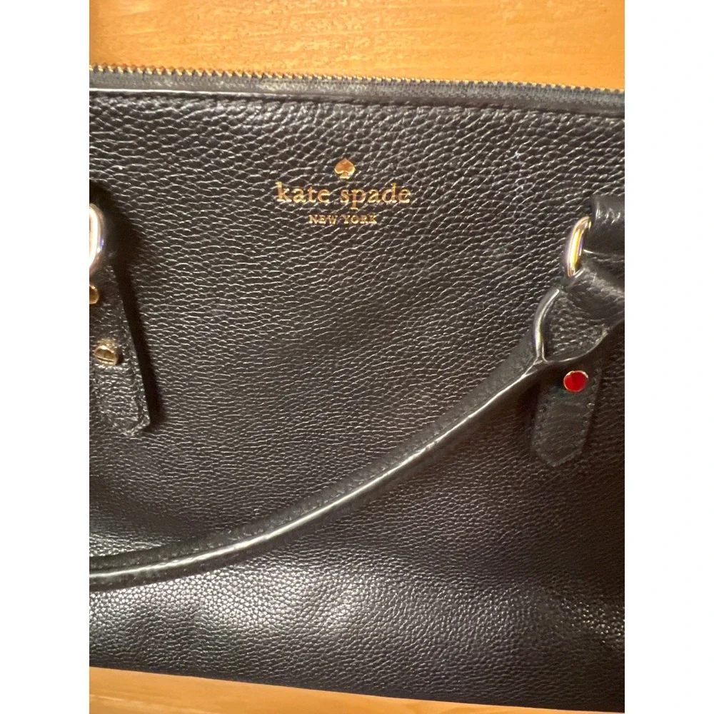 Kate Spade New York Black Leather Satchel Bag Gold Hardware‎ Shoulder Strap Chic
